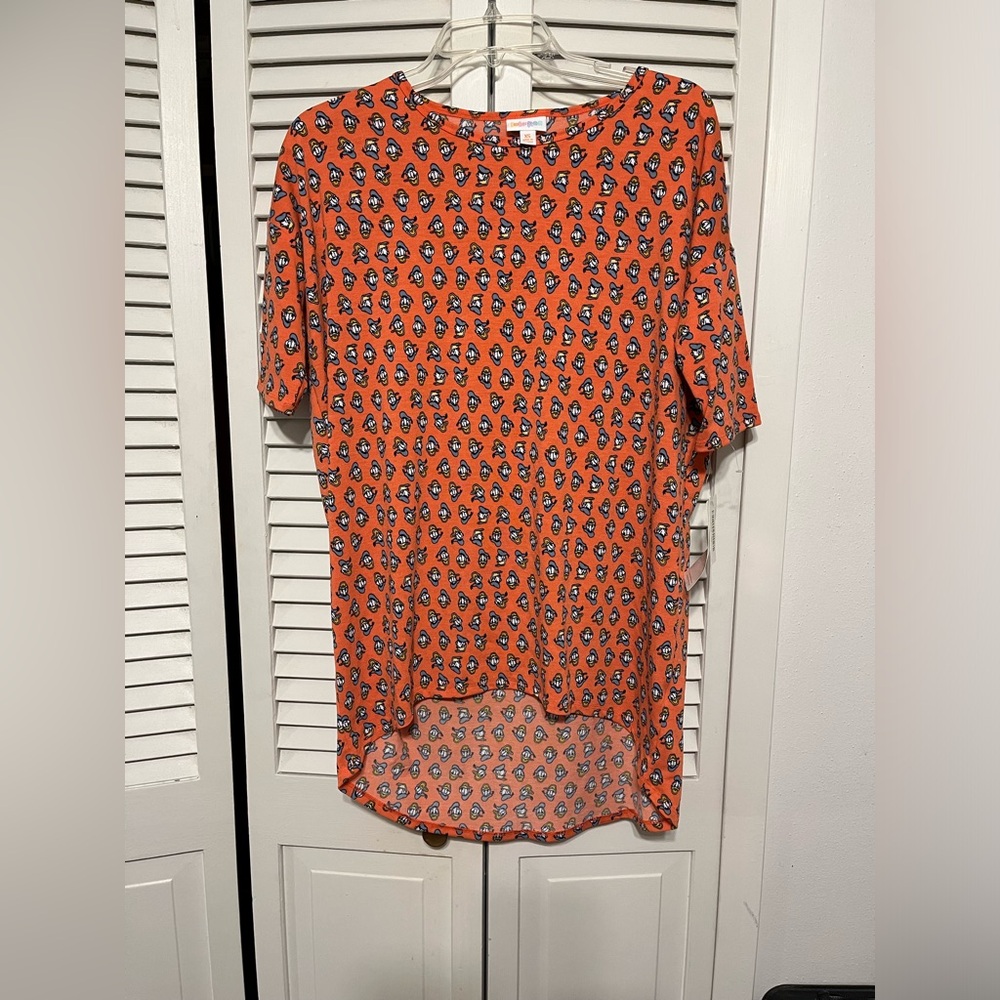 Disney LulaRoe lounge top, Orange w/ Donald Duck faces, Girls Sz XS, New w/ tag